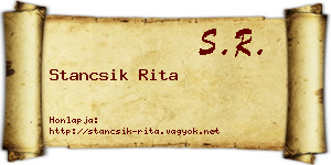 Stancsik Rita névjegykártya